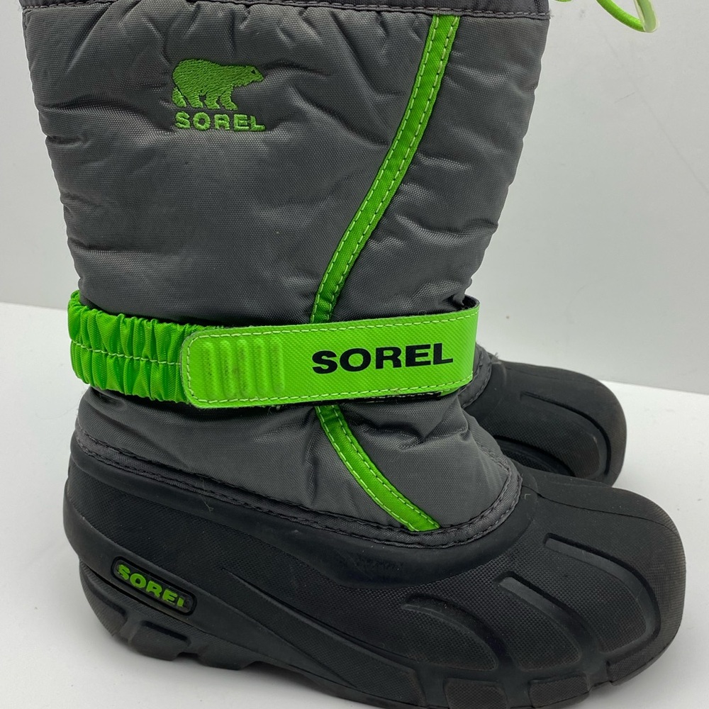 Sorel Youth Green Black Flurry Insulated Waterproof Snow Boots